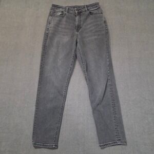 American Eagle Mom Jean Women 6 Black High Waisted Stretch Tapered Leg Denim